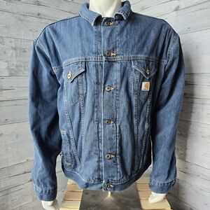 Carhartt Denim Trucker Jacket Sherpa Lined Mens 3XL Regular Blue J292 ABL